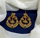 Gold with Emerald Peacock with small Jimikki Nakshi Earring - NE052